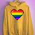 LGBTQ Pride8-Bit Pixel Heart Hoodie - Mustard